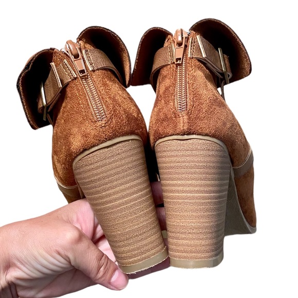 ND NEW DIRECTIONS MACEY’S JORIE RUST SUEDE CHUNKY HEELED ANKLE BOOTS SIZE 10 - Picture 9 of 16